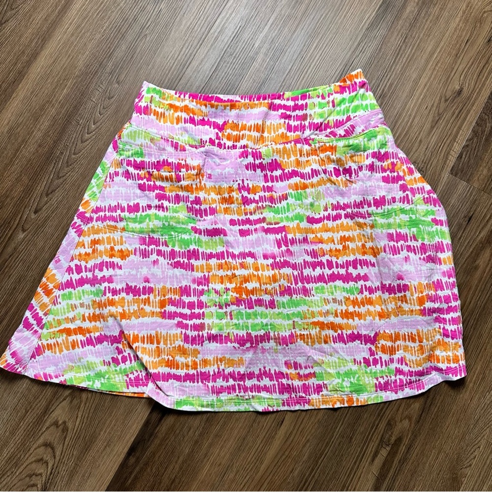 IBKUL ICIKULS Swing‎ Skort XL Neon Pink Abstract UPF Pockets Golf Stretch Tennis